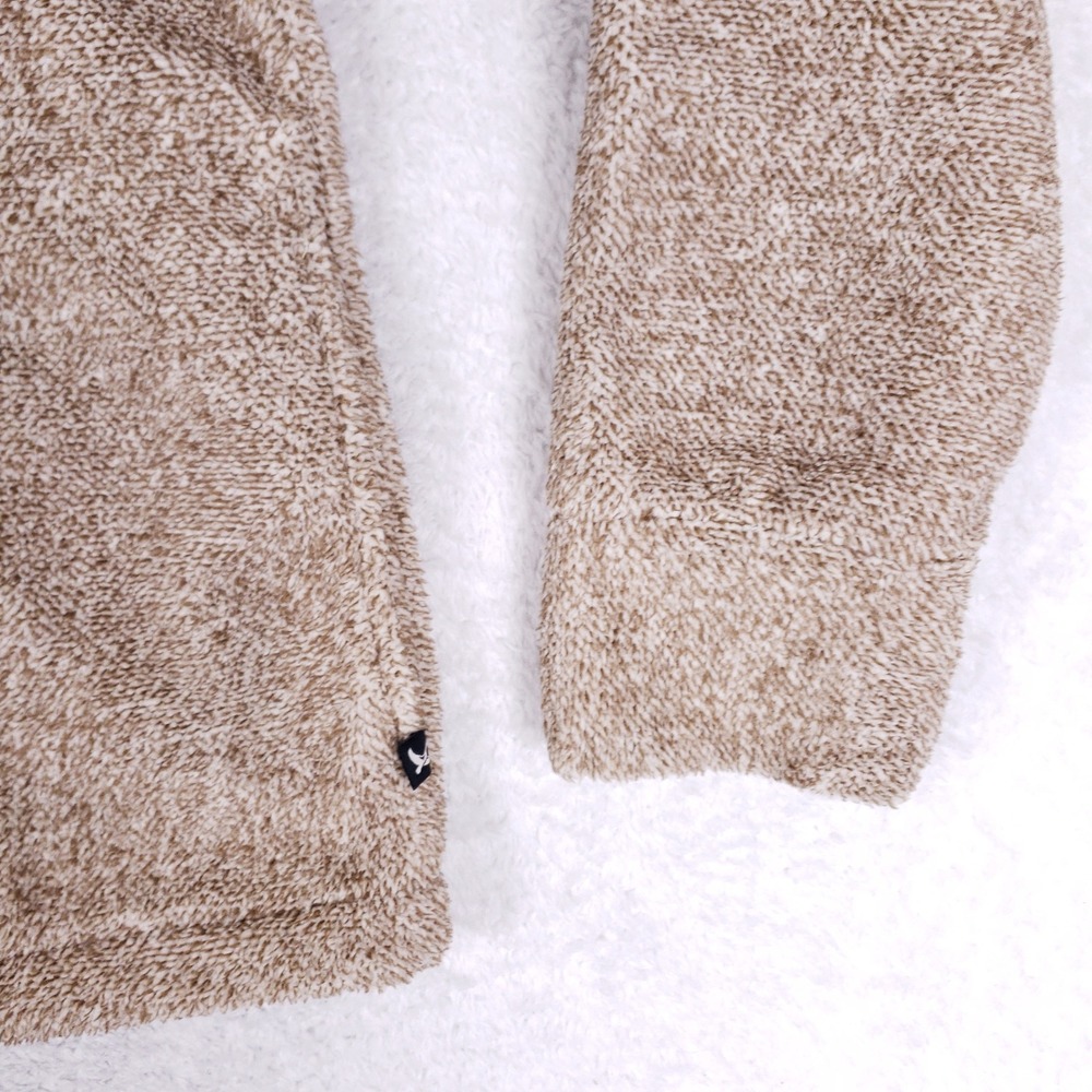 Eddie Bauer Fleece Pullover Sweater Womens Large Mock Neck Heathered Tan Cozy - Picture 3 of 8
